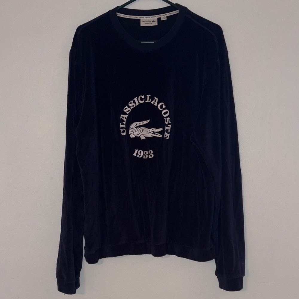 Lacoste Black Velvet Long Sleeve Top XL